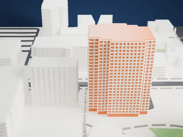 One Arizona Center model, West view