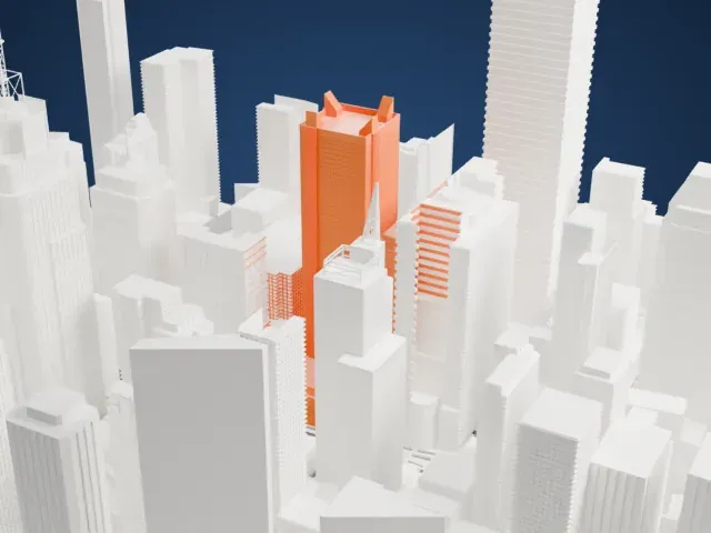 One Astor Plaza model, East view