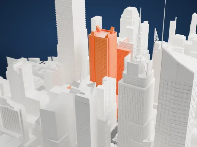 One Astor Plaza model, South view