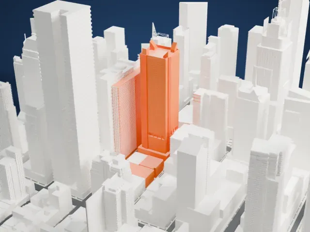 One Astor Plaza model, West view
