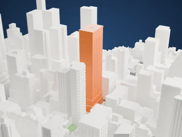 One Dag Hammarskjold Plaza model, South view