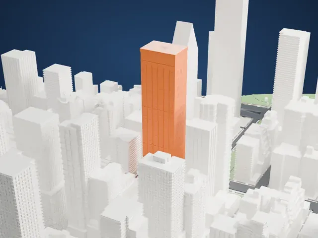 One Dag Hammarskjold Plaza model, West view