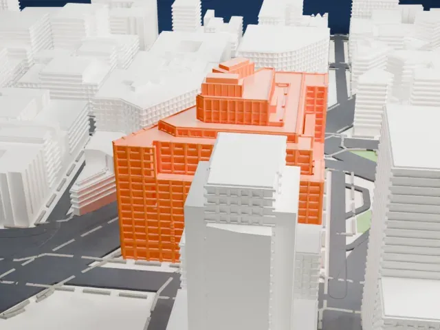 One Hudson Square model, East view