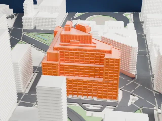 One Hudson Square model, North view