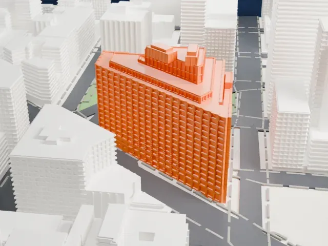 One Hudson Square model, South view