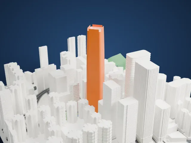 One Island East model, North view