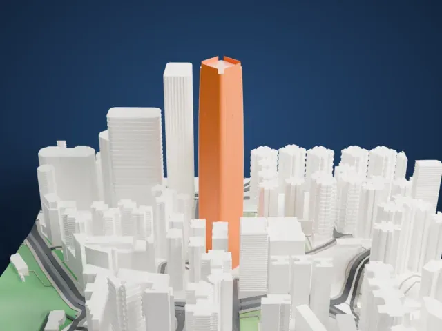One Island East model, South view