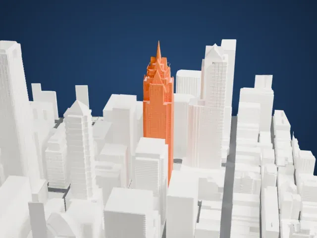 One Liberty Place model, West view