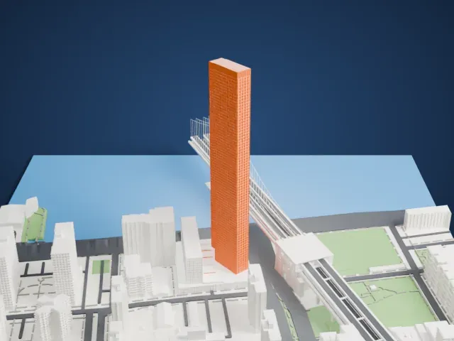 One Manhattan Square model, North view
