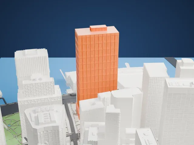 One New York Plaza model, North view