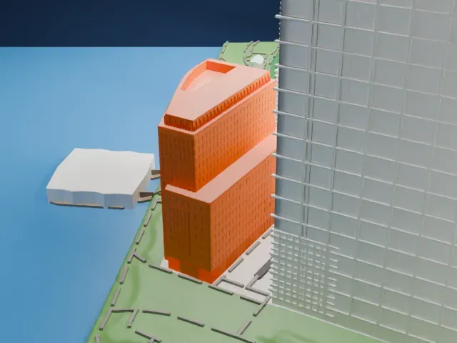 One North End Avenue model, South view