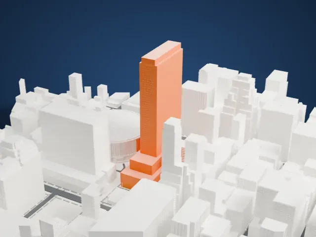 One Penn Plaza model, East view