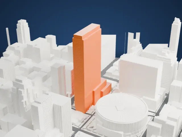One Penn Plaza model, West view