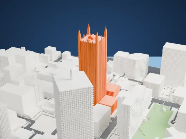 One PPG Place model, North view