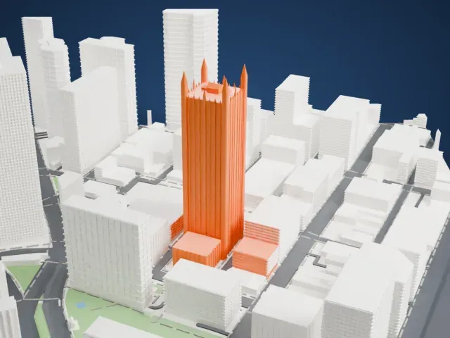 One PPG Place model, West view