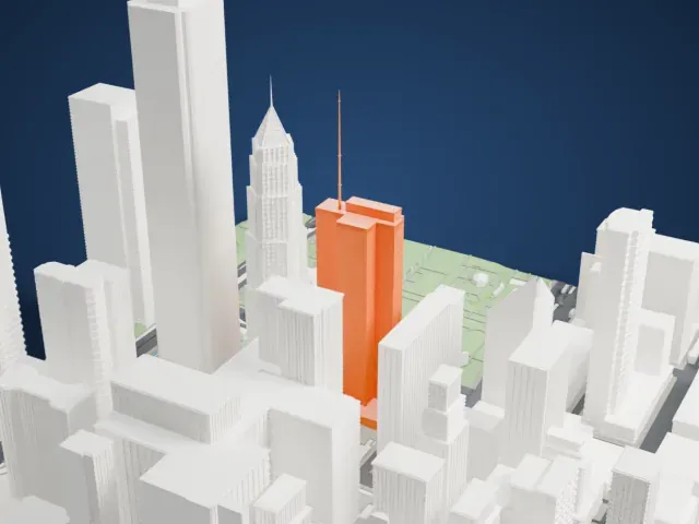 One Prudential Plaza model, North view