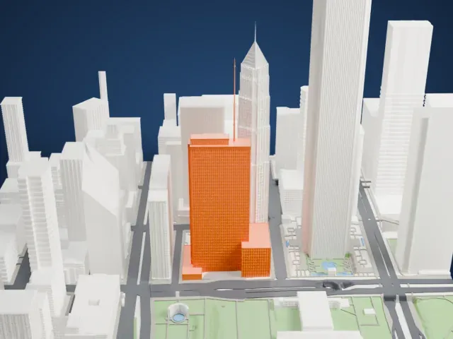 One Prudential Plaza model, South view