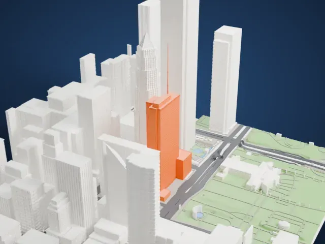 One Prudential Plaza model, West view