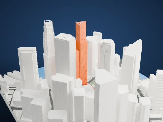 One Raffles Place model, South view