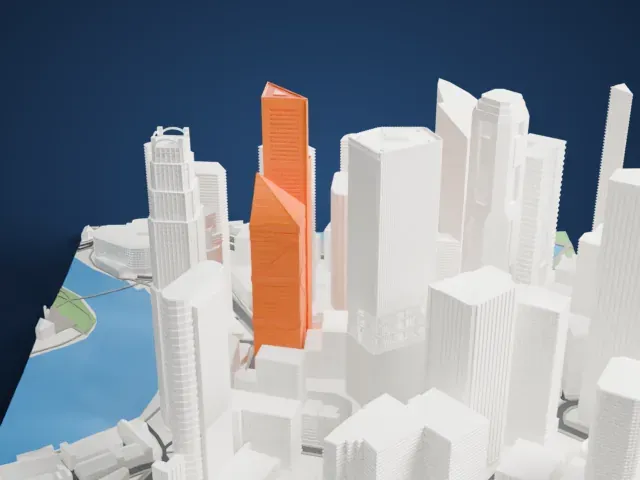 One Raffles Place model, West view