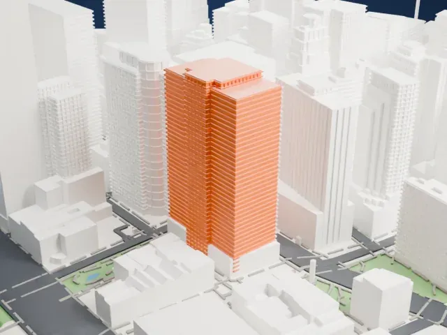 One Seaport Plaza model, East view