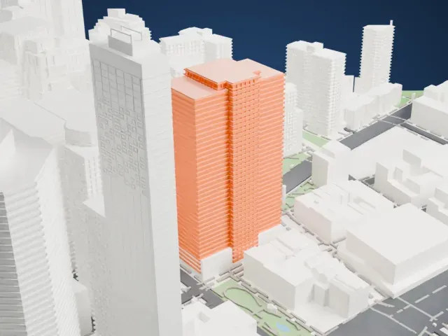 One Seaport Plaza model, South view