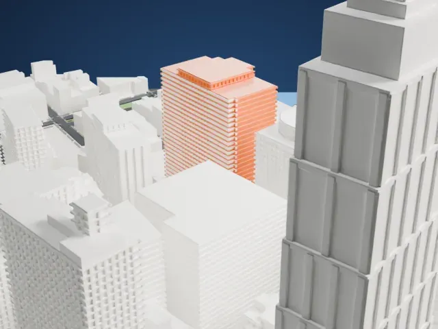One Seaport Plaza model, West view