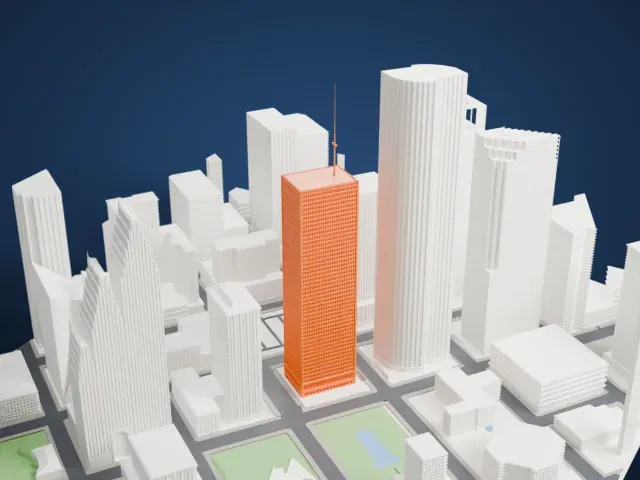 One Shell Plaza model, North view