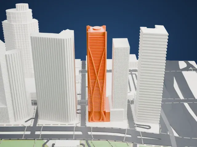 One Thousand Museum model, East view