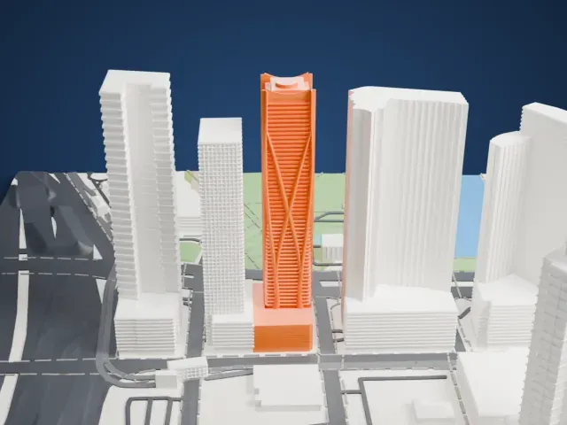 One Thousand Museum model, West view