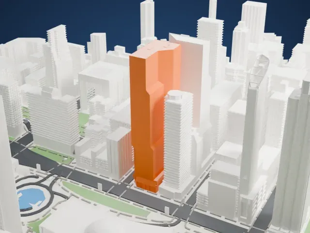 One United Nations Plaza model, East view