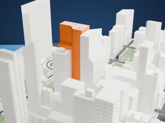 One United Nations Plaza model, North view