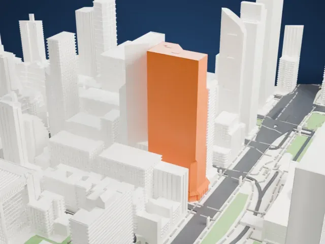 One United Nations Plaza model, South view