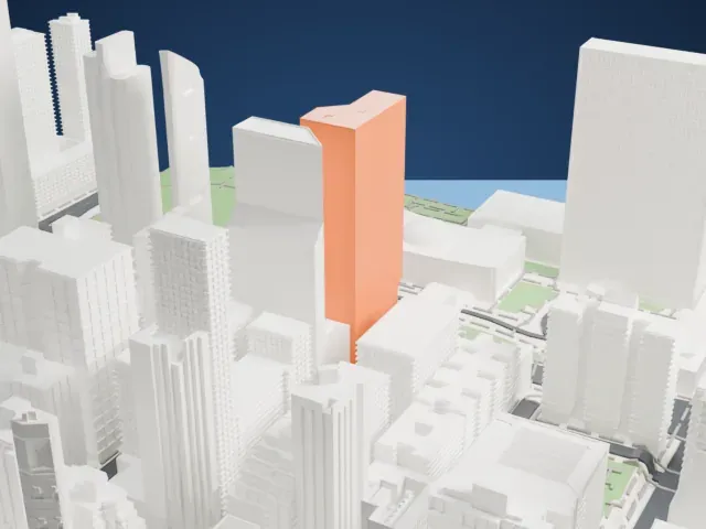 One United Nations Plaza model, West view