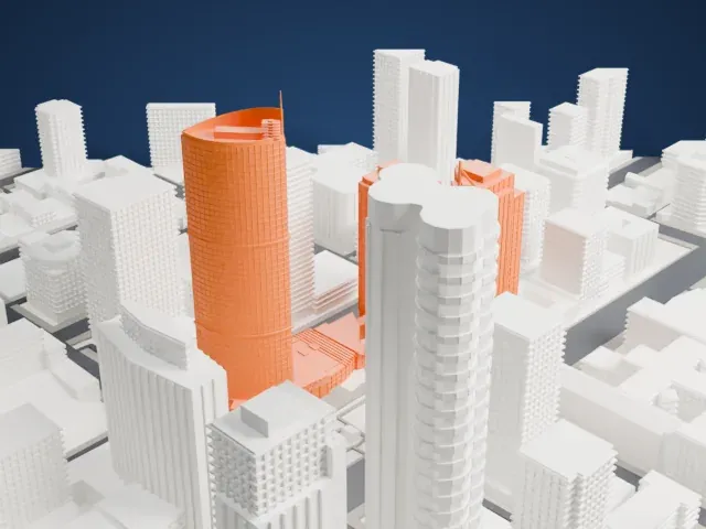 One Wall Centre model, North view