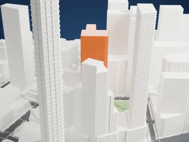 One Willoughby Square model, East view