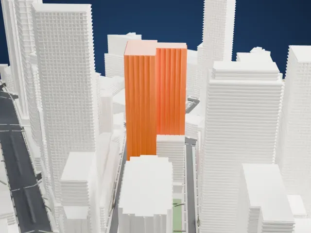 One Willoughby Square model, North view
