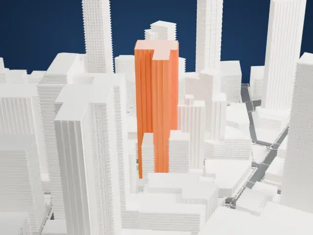 One Willoughby Square model, West view