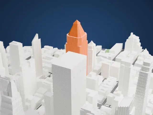 One Worldwide Plaza model, East view