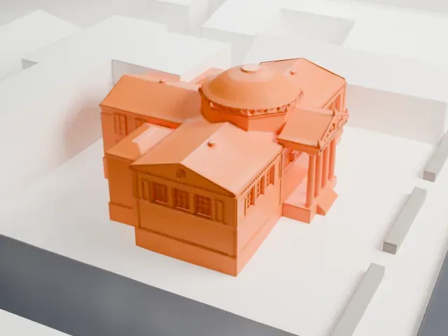 Orange Public Library model, East view