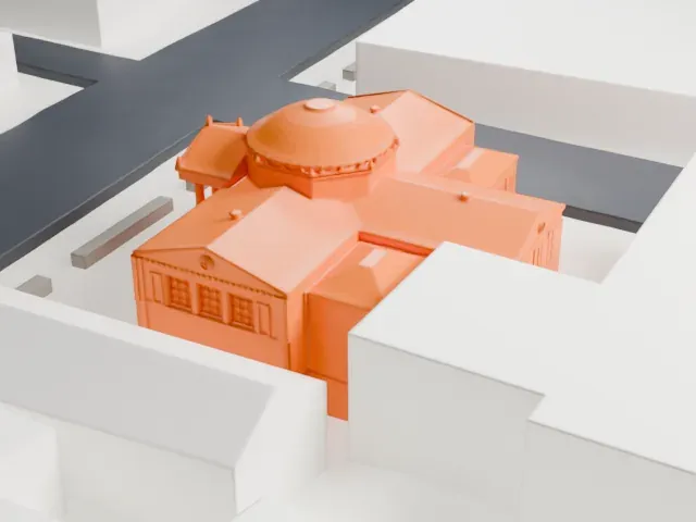 Orange Public Library model, West view