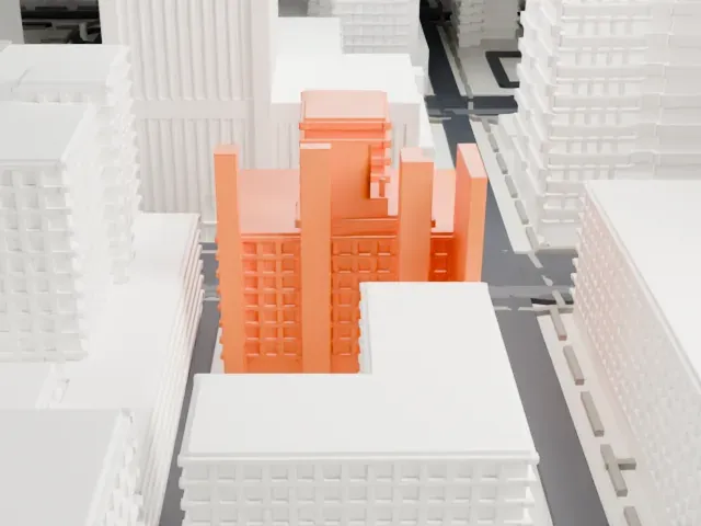 Orpheum Lofts model, West view