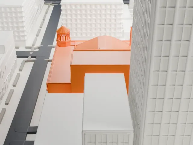 Orpheum Theatre model, West view