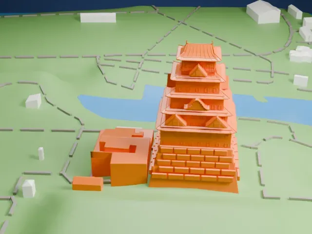 Osaka Castle model, East view