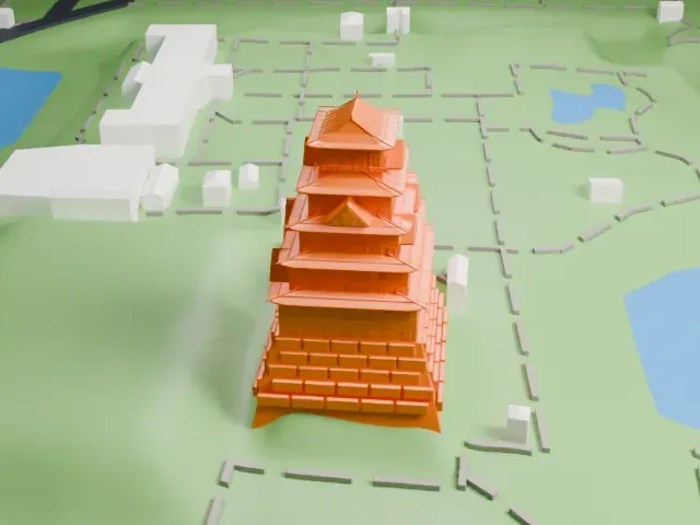 Osaka Castle model, North view