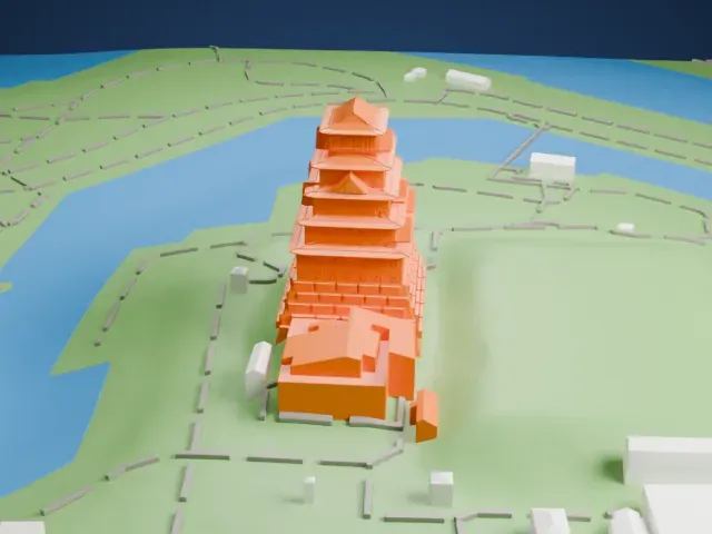 Osaka Castle model, South view