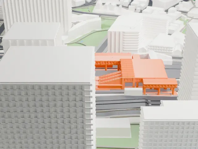 Ōsaki Station model, East view