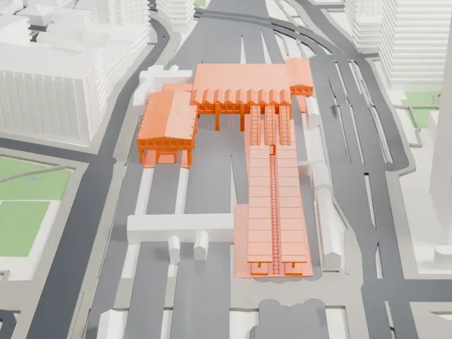 Ōsaki Station model, South view