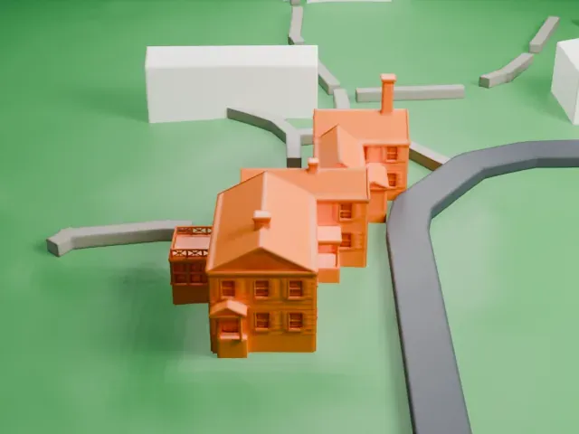 Osborne Homestead Museum model, North view