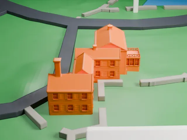 Osborne Homestead Museum model, South view